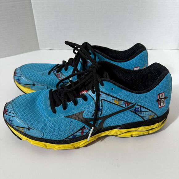 Mizuno Womens Wave Inspire 10th Anniversary Blue Yellow Running Shoes Size 11 - Picture 4 of 8